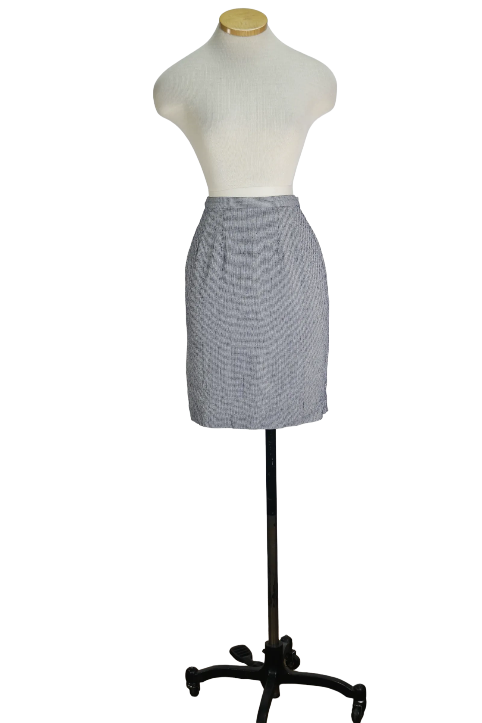 90s Virgo Navy Blue Checkered Pencil Skirt    S