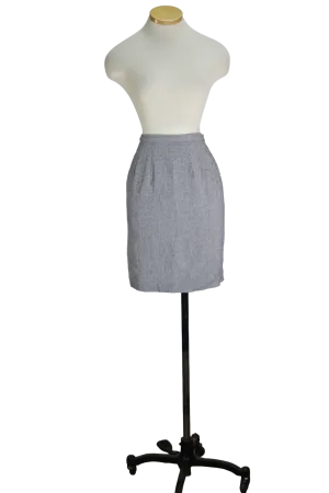 90s Virgo Navy Blue Checkered Pencil Skirt    S