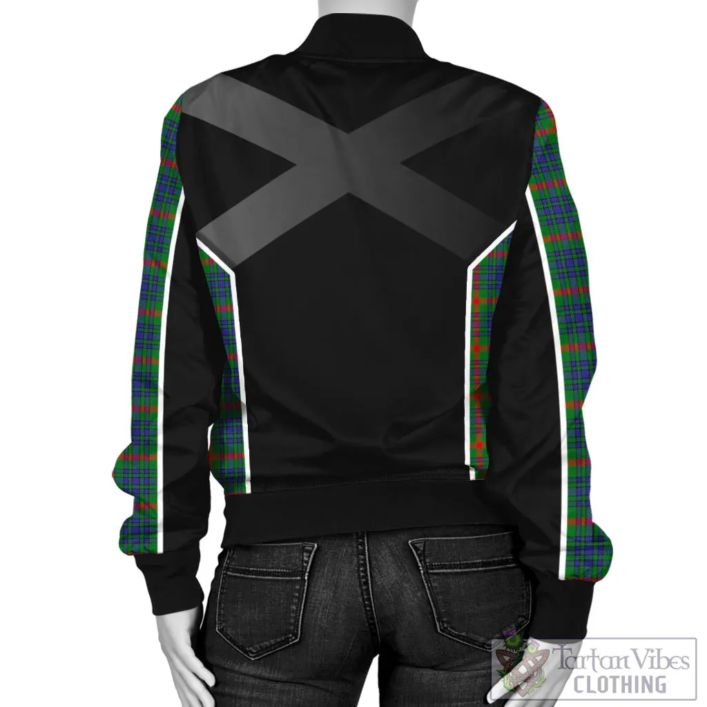 Aiton Tartan Bomber Jacket with Family Crest and Scottish Thistle Vibes Sport Style