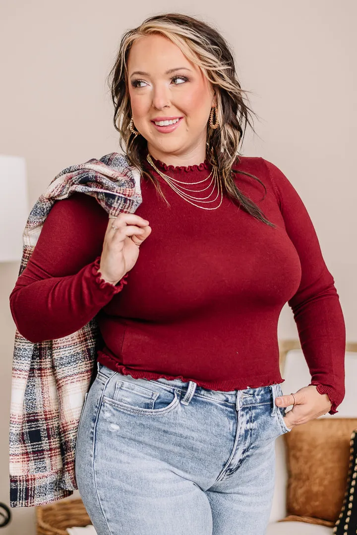 Almost Famous Sweater Knit Top | Oxblood
