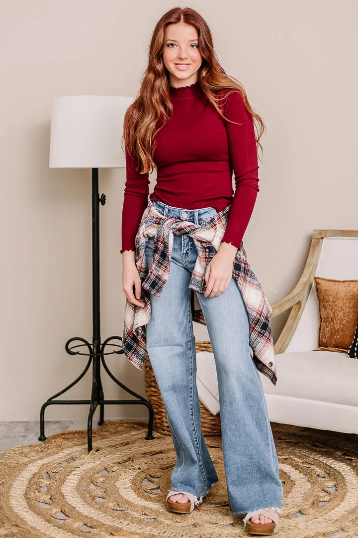 Almost Famous Sweater Knit Top | Oxblood