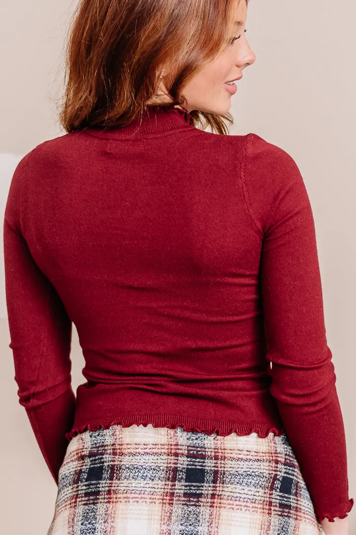 Almost Famous Sweater Knit Top | Oxblood