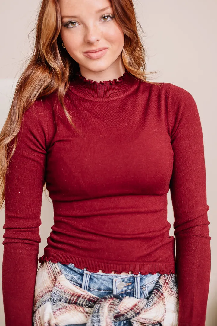 Almost Famous Sweater Knit Top | Oxblood