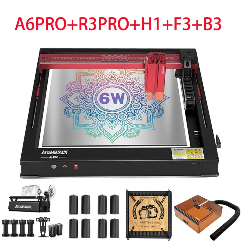 ATOMSTACK A6 Pro Laser Engraver for Beginners, Unibody Frame No Assembly Required, 6W Output Power Laser Engraving and Cutting Machine, Higher Accuracy Laser Cutter for Wood, Acrylic, Leather, etc.