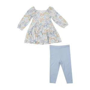 Baby Girls Sets | Edith's Floral Cap Sleeve Dress and Legging | Angel Dear