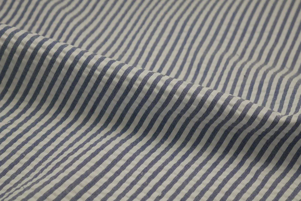 Blue & White Stripe Seersucker Fabric