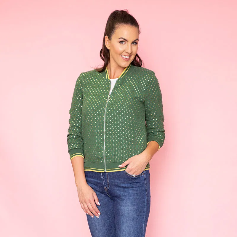 Bonnie Polka Dot Bomber (Forrest Green)
