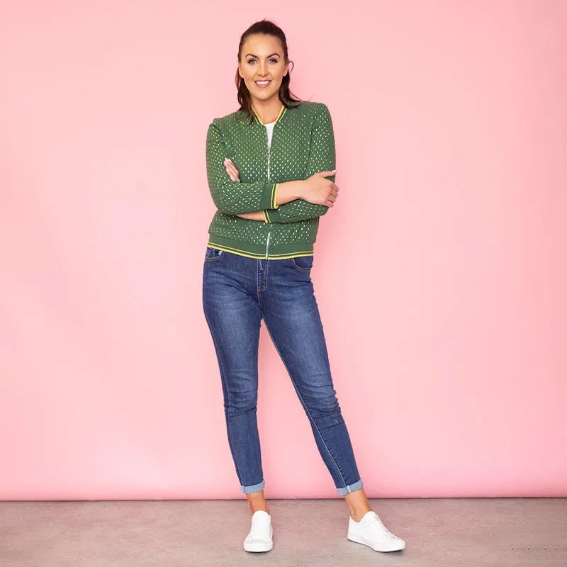 Bonnie Polka Dot Bomber (Forrest Green)