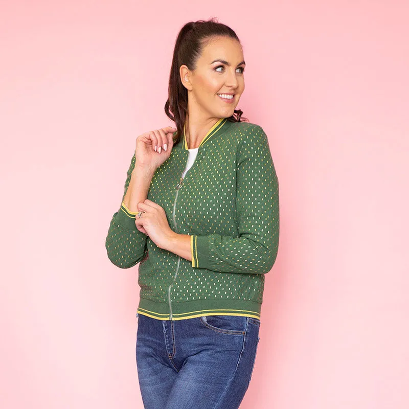 Bonnie Polka Dot Bomber (Forrest Green)