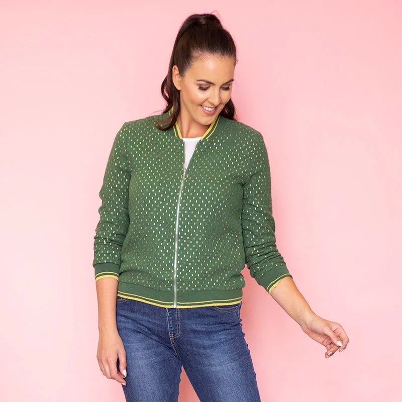 Bonnie Polka Dot Bomber (Forrest Green)