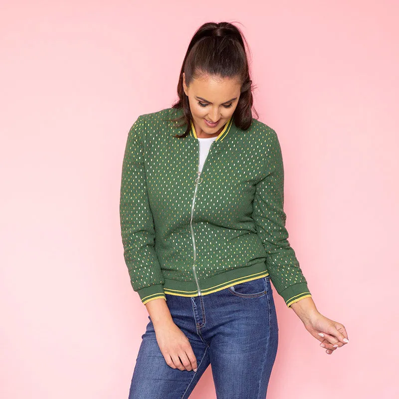 Bonnie Polka Dot Bomber (Forrest Green)