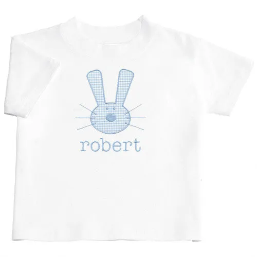 Bunny Seersucker Checks Appliquéd Boys Tee