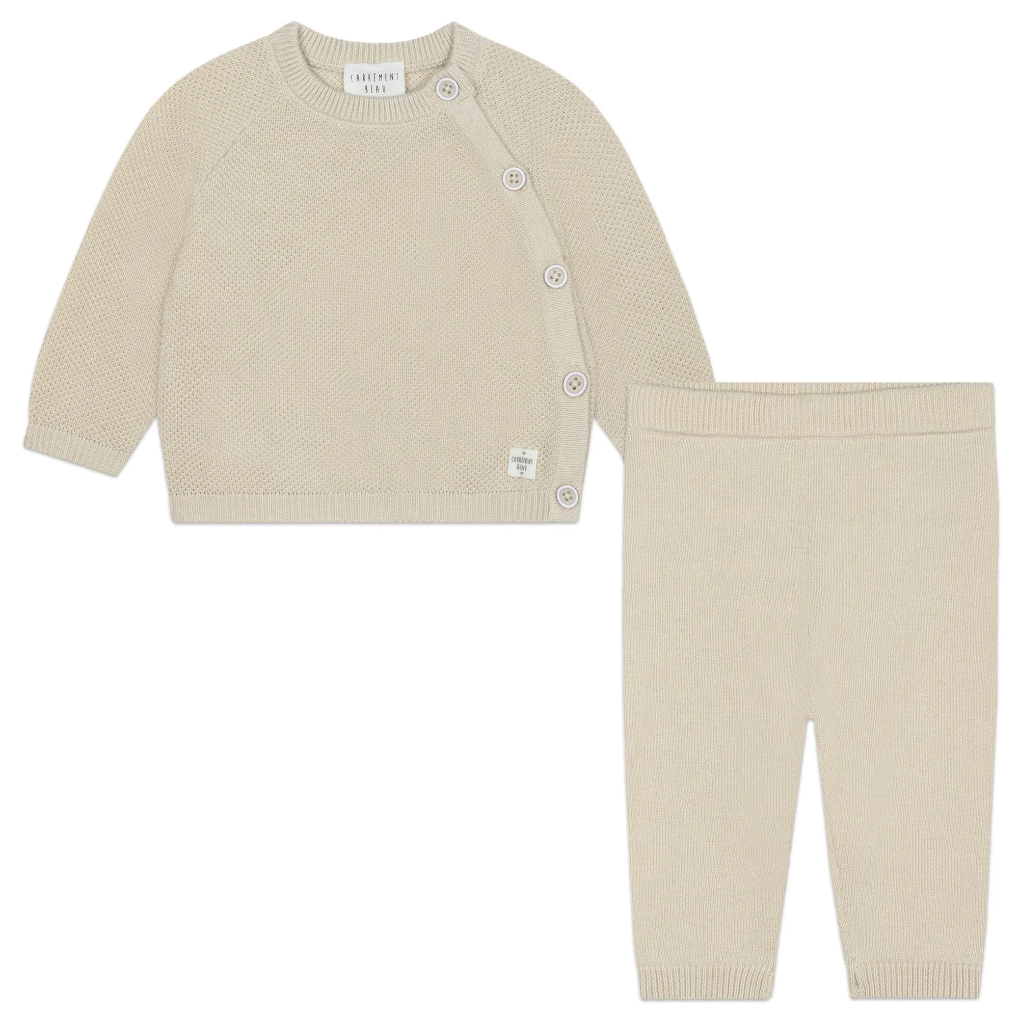 Carrement Beau Stone Knit Cardigan and Pant Set