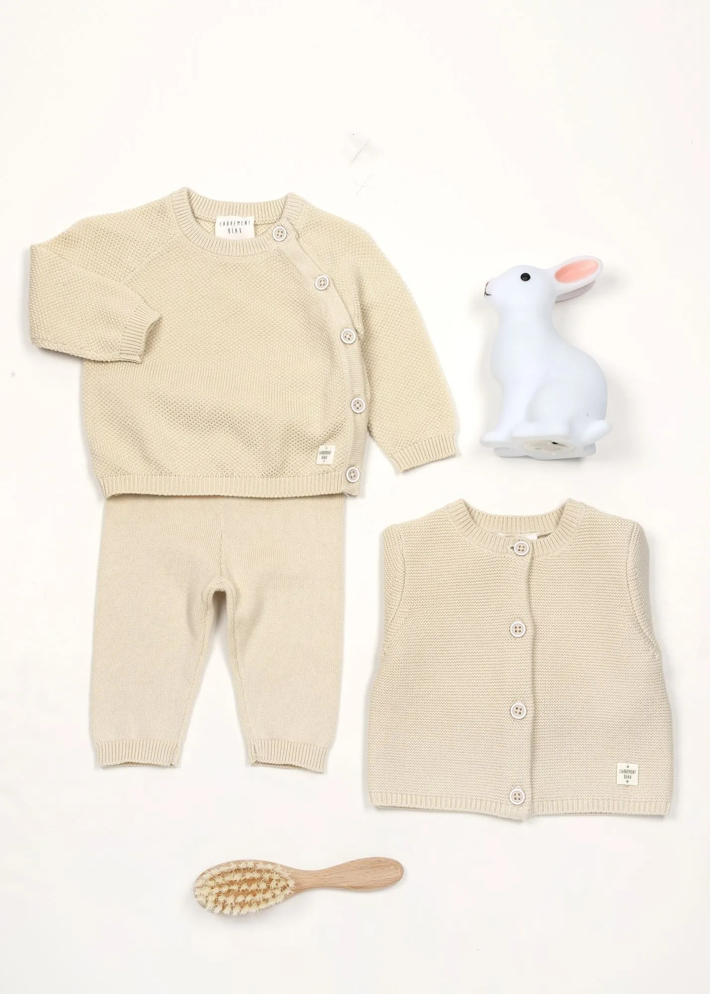 Carrement Beau Stone Knit Cardigan and Pant Set