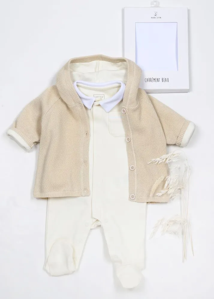 Carrement Beau Stone Knit Hooded Jacket