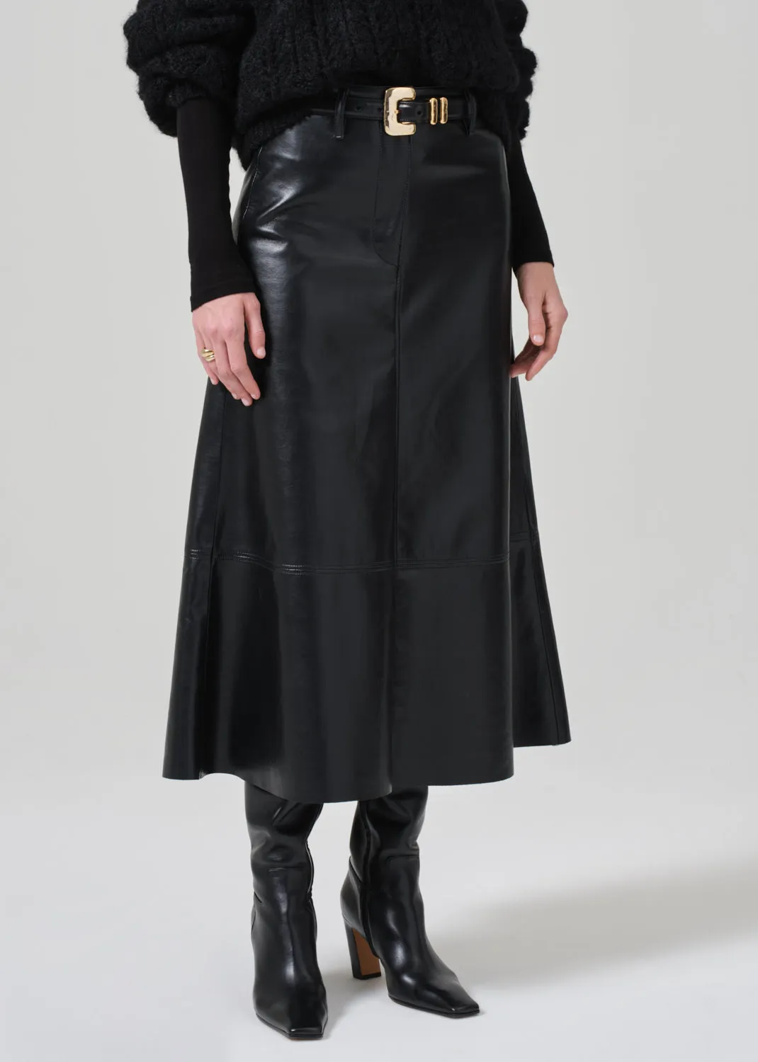 Cassia Leather Skirt in Black