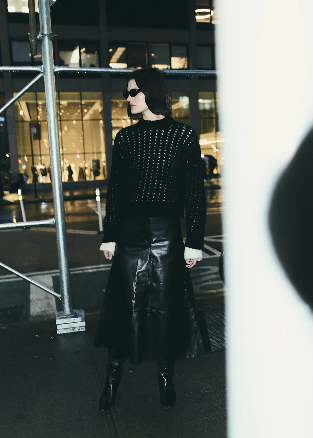 Cassia Leather Skirt in Black