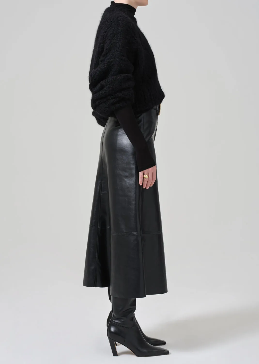 Cassia Leather Skirt in Black