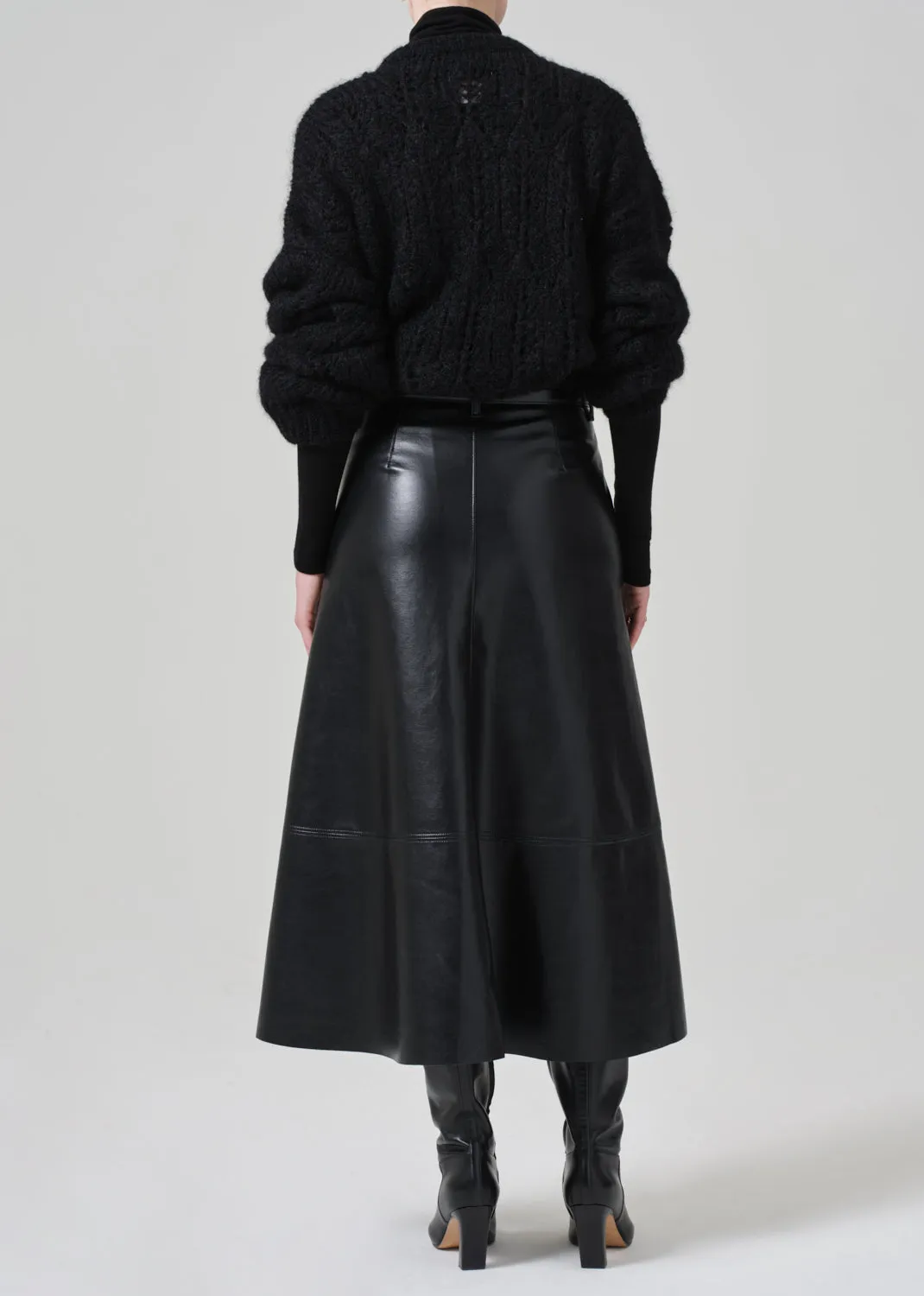Cassia Leather Skirt in Black