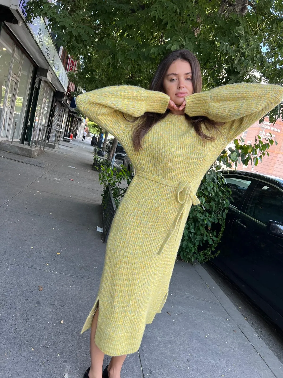 Chartreuse sweater dress