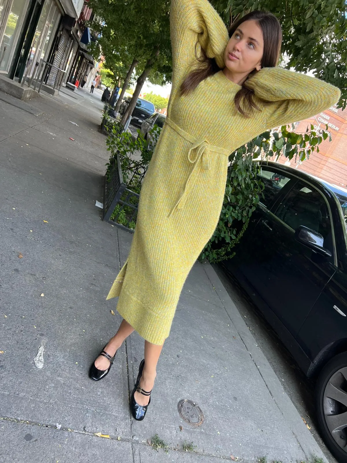 Chartreuse sweater dress