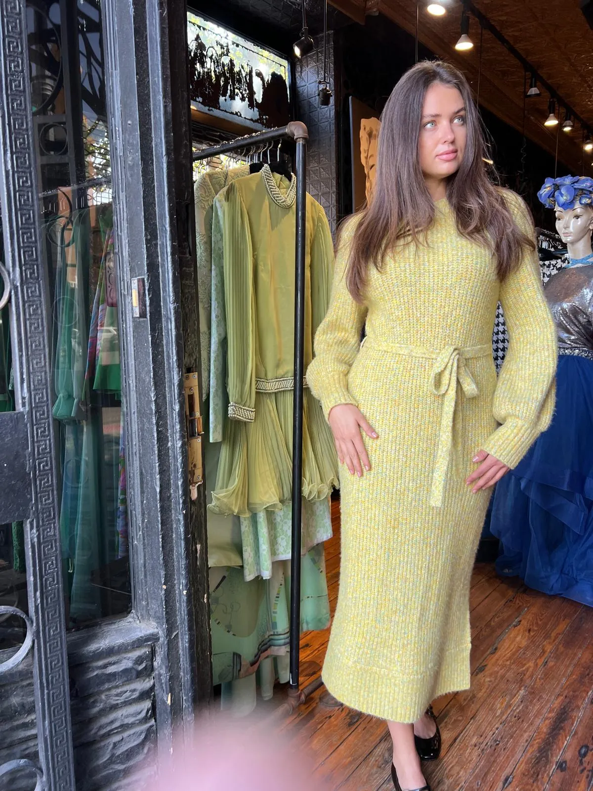 Chartreuse sweater dress