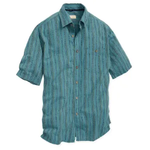Deep Lagoon Seersucker Stripe Shirt - Tall