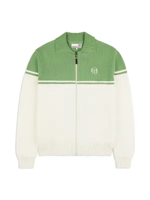 Donato Knit Track Jacket- Gardenia/ Jade Green