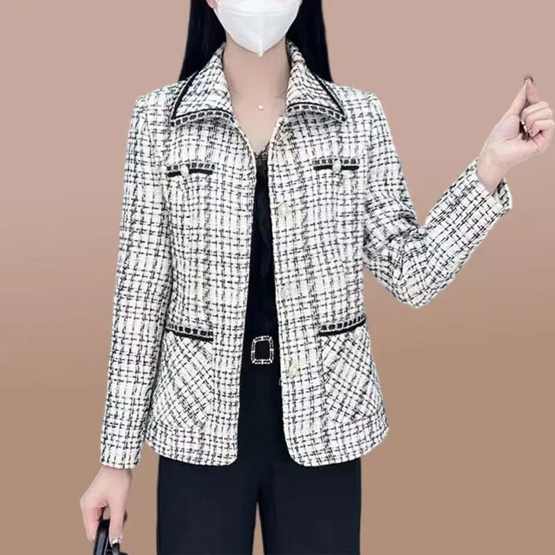 Elegant Gift For Her Women's Houndstooth Print Blazer