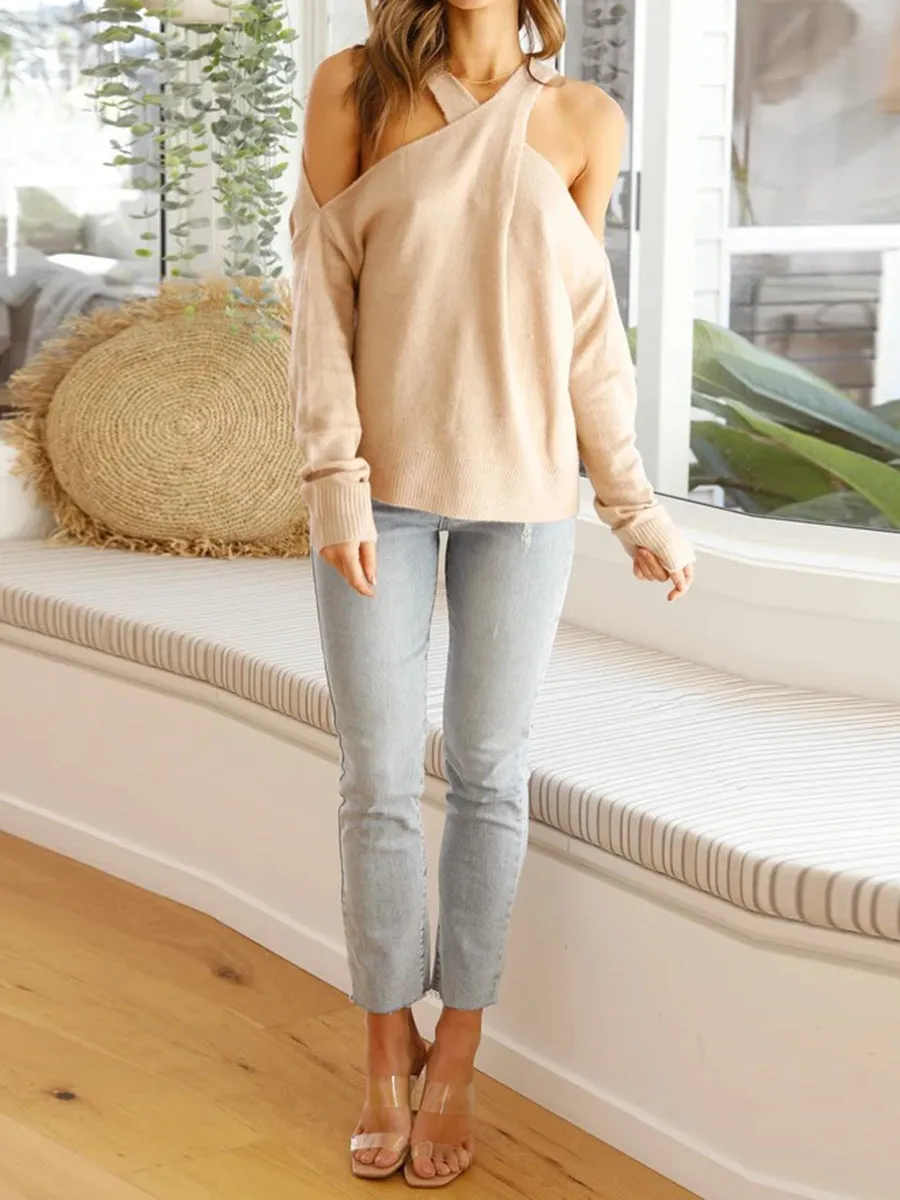 Elegant Long Sleeved Loose Knit Top