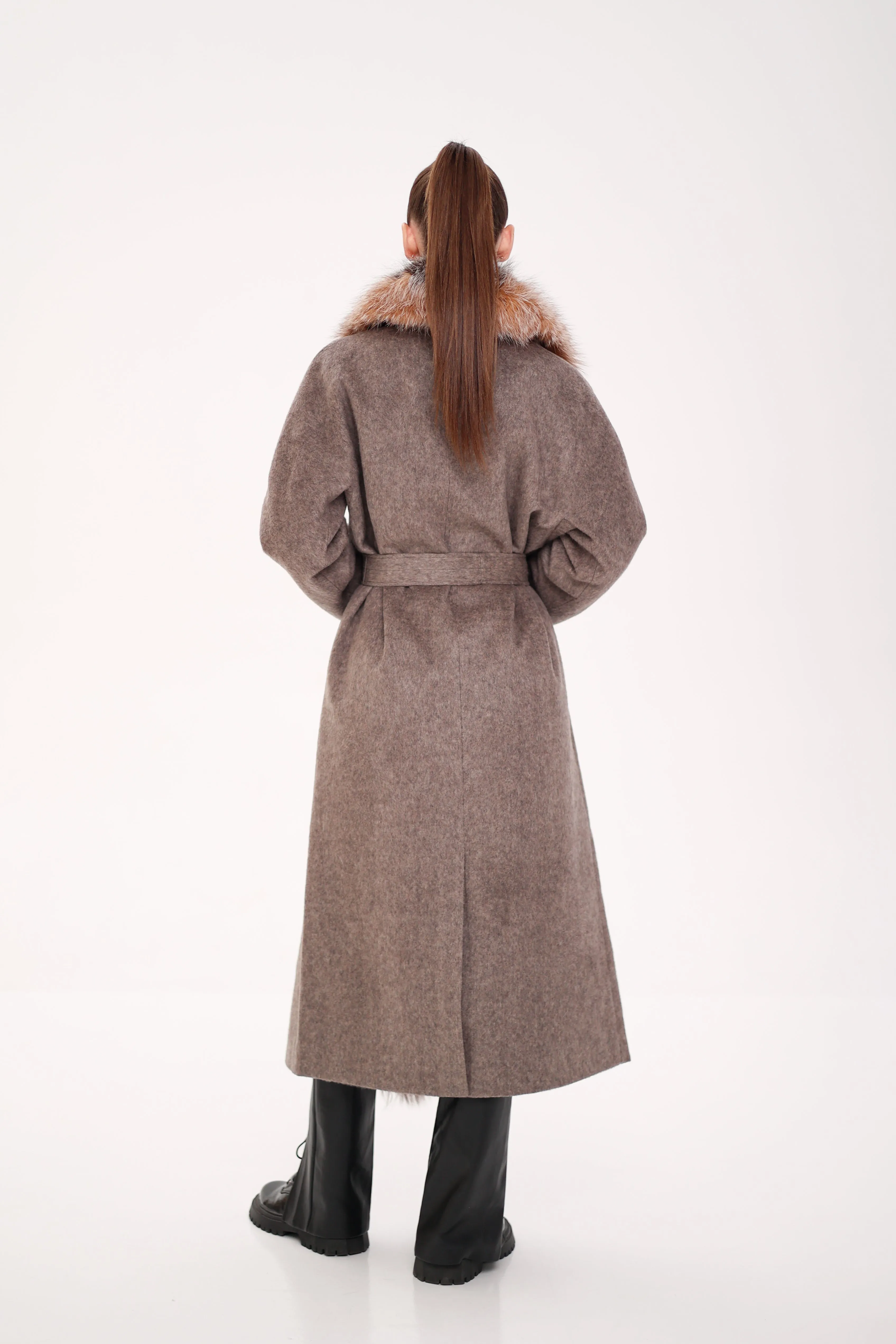 Genuine Silver Fox Pure Wool Coat