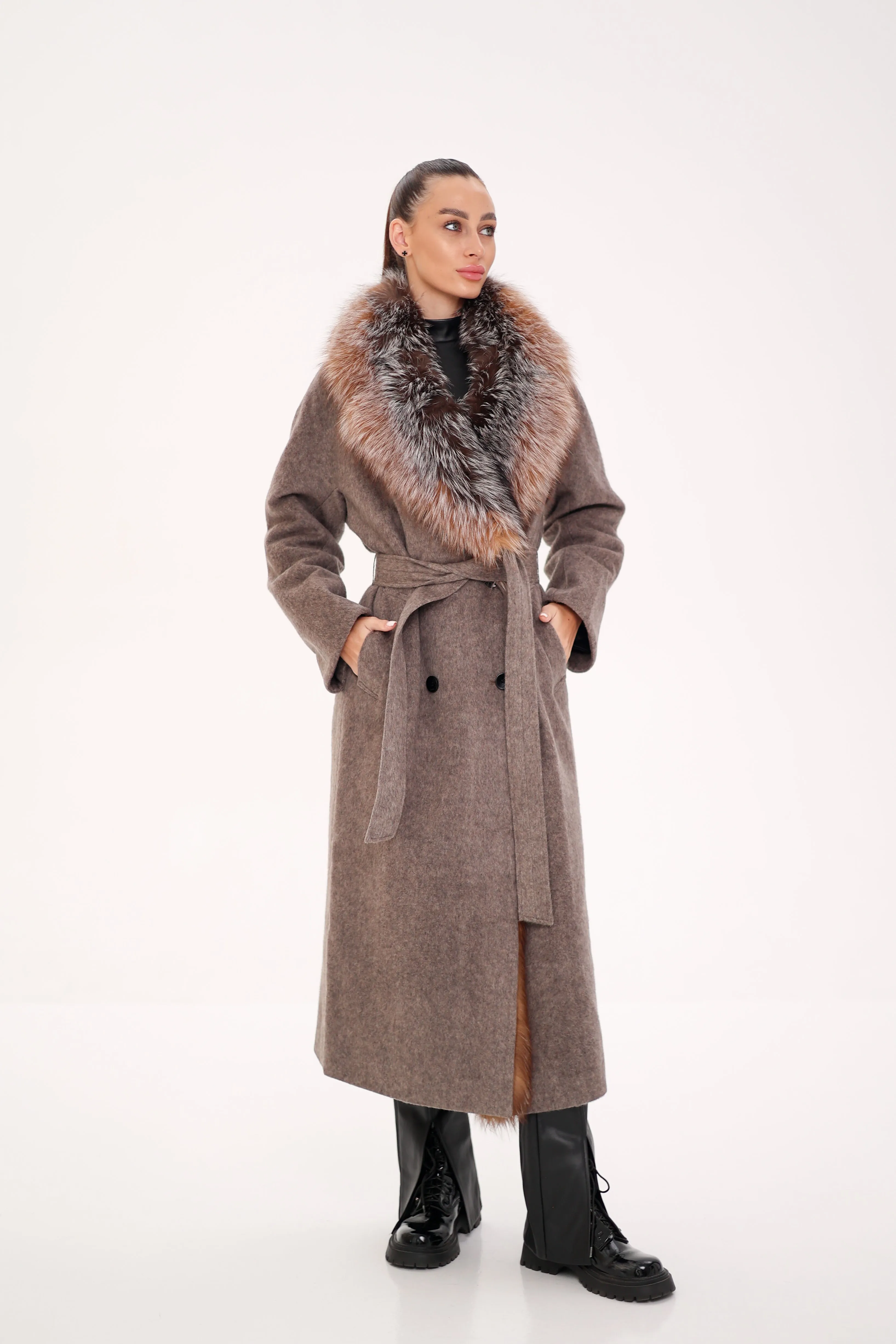 Genuine Silver Fox Pure Wool Coat