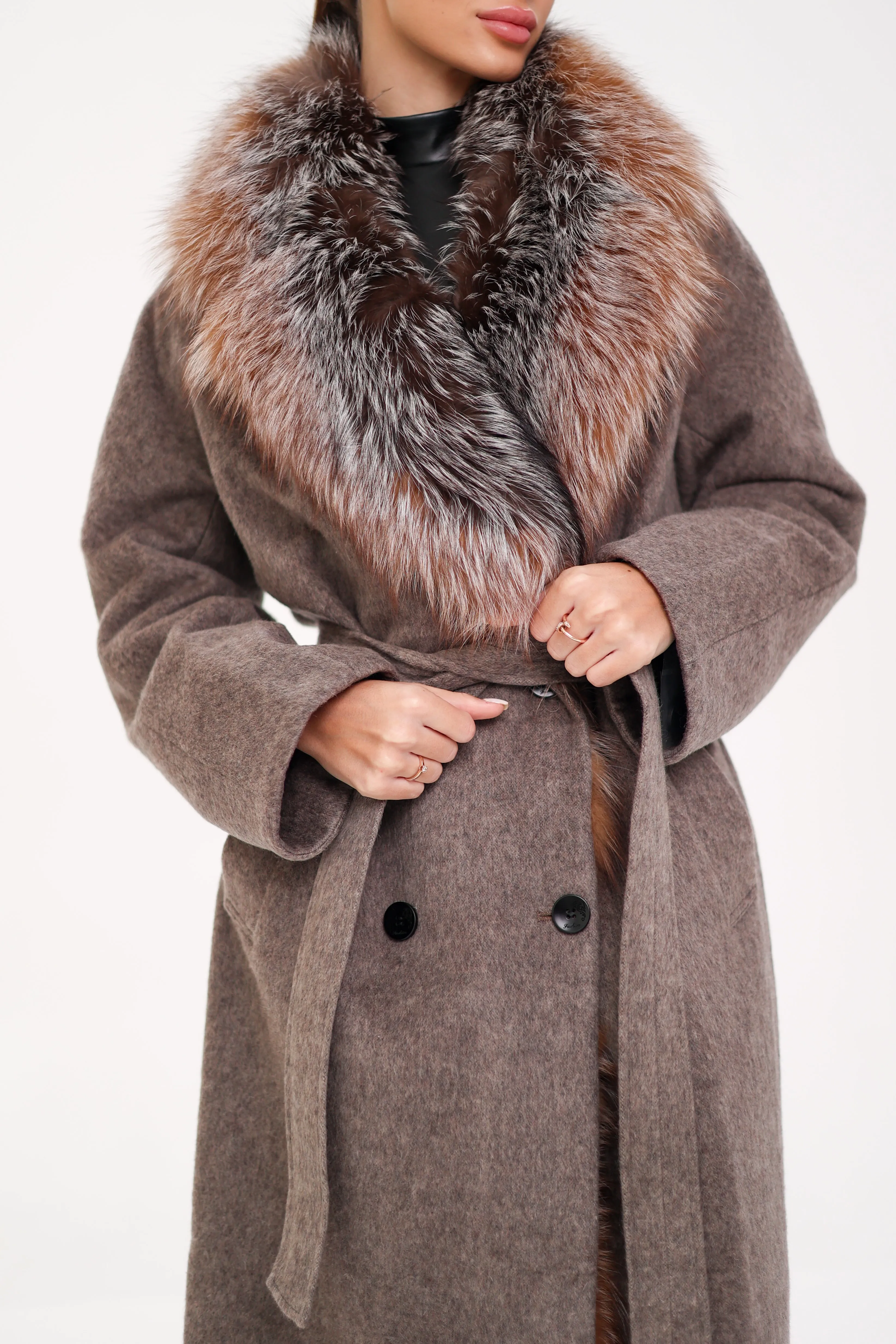 Genuine Silver Fox Pure Wool Coat