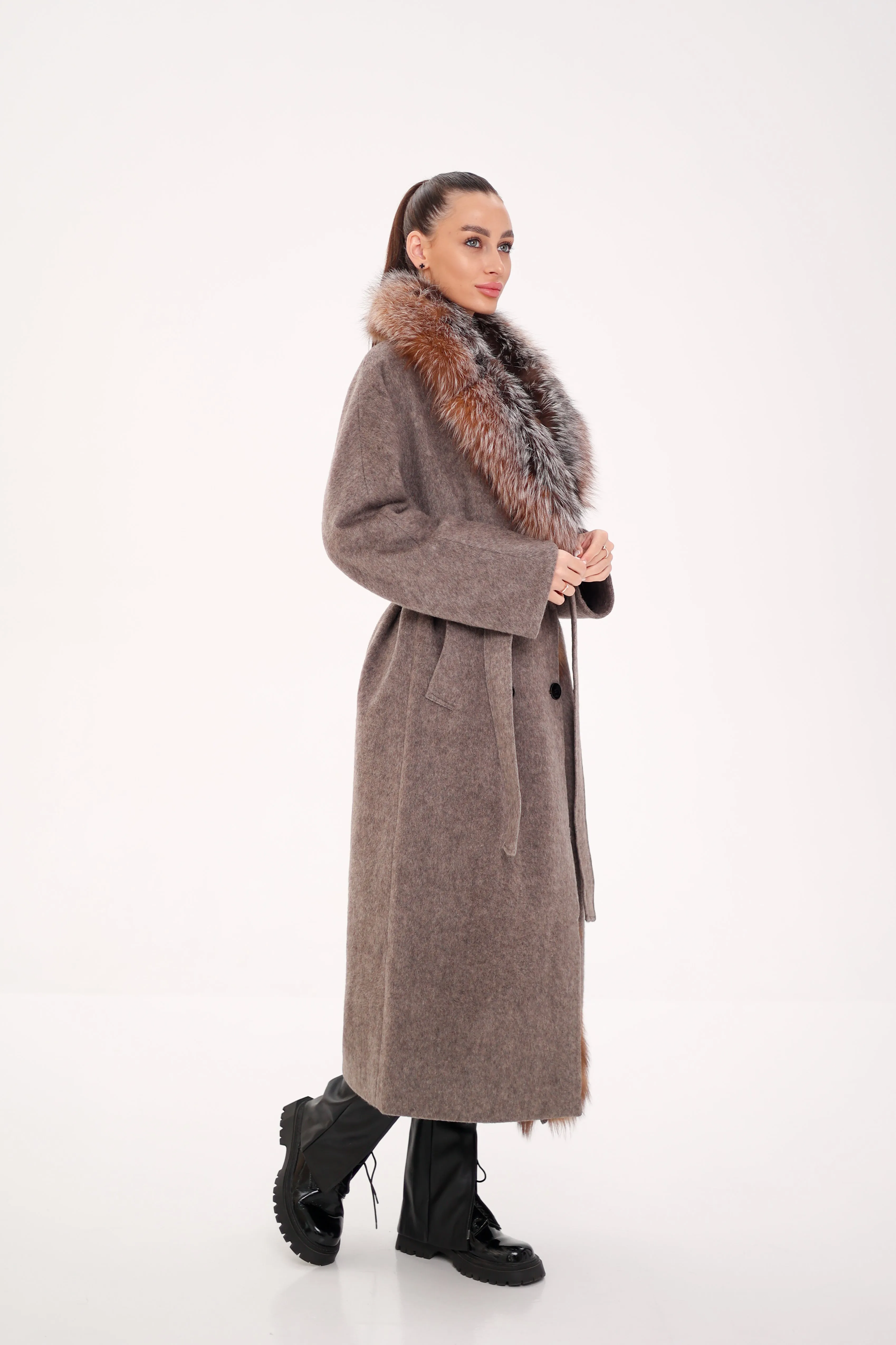 Genuine Silver Fox Pure Wool Coat