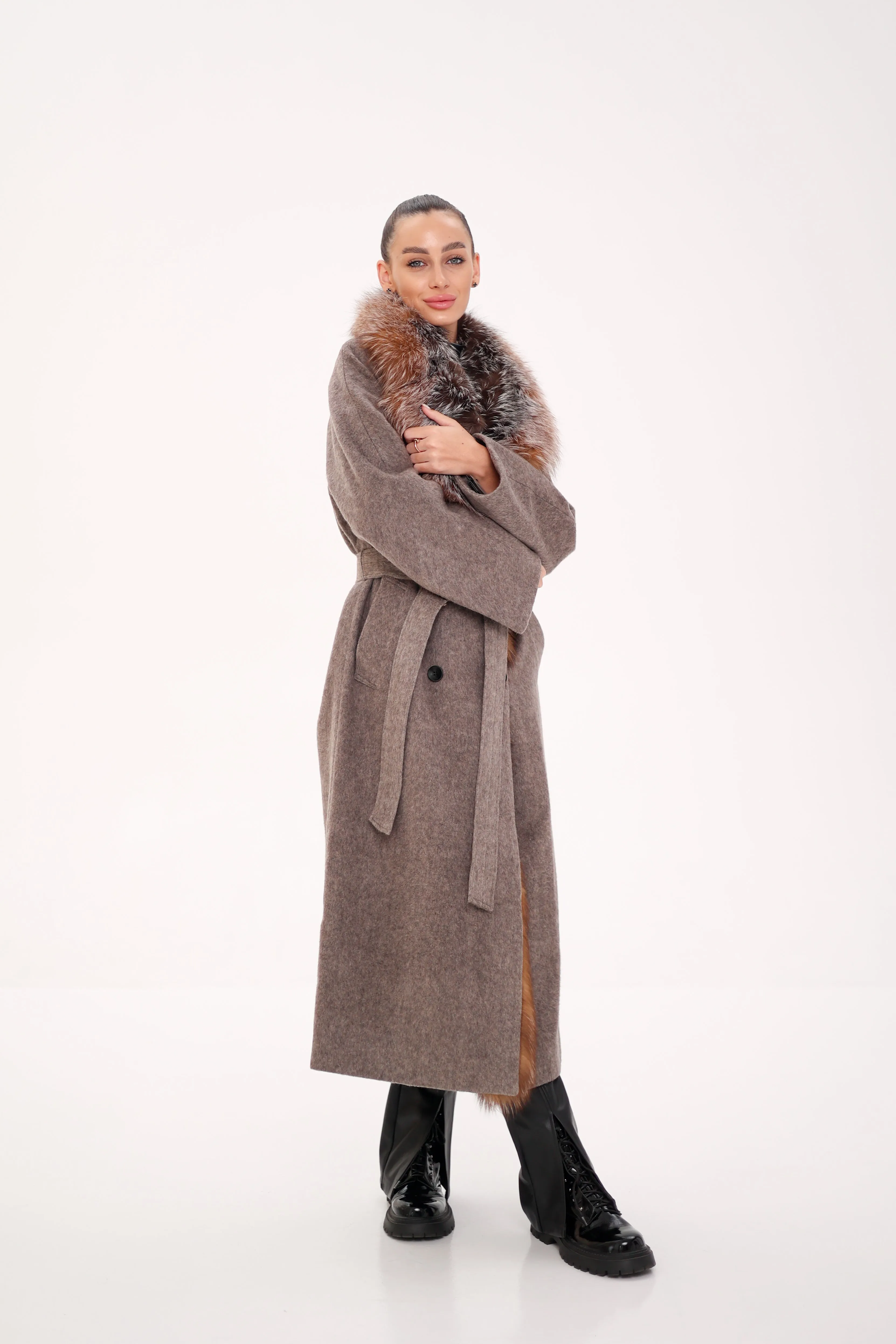 Genuine Silver Fox Pure Wool Coat