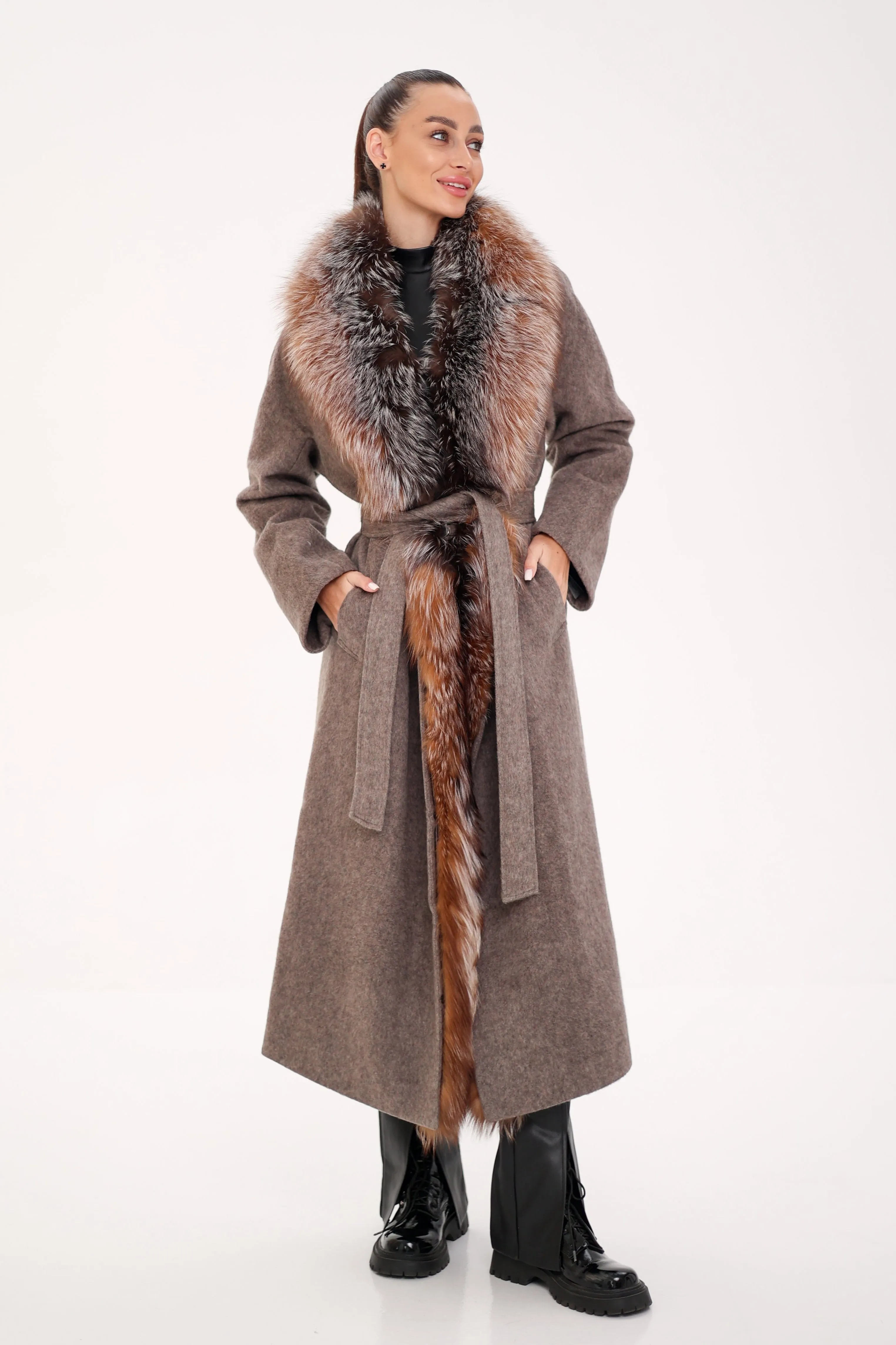Genuine Silver Fox Pure Wool Coat