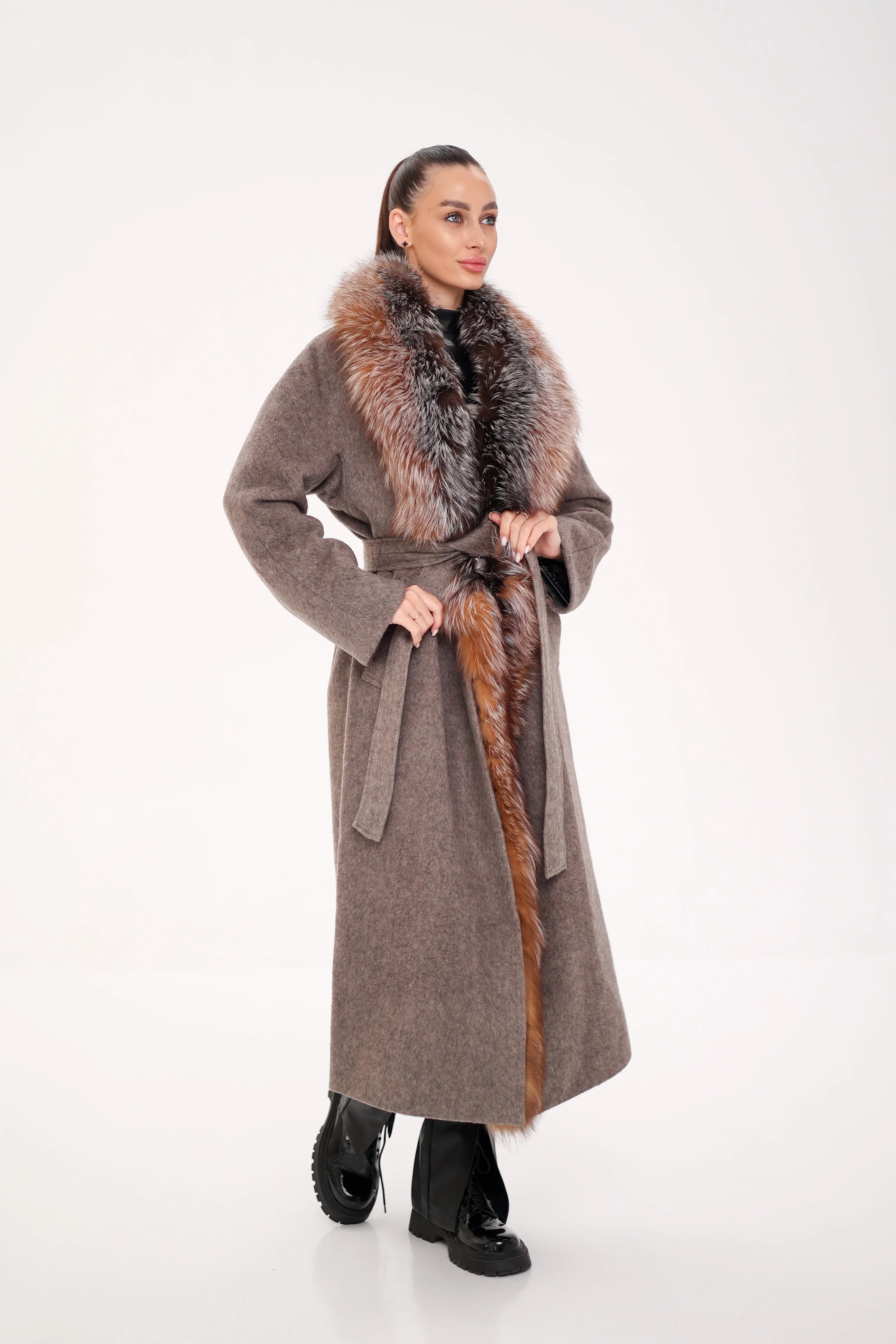 Genuine Silver Fox Pure Wool Coat