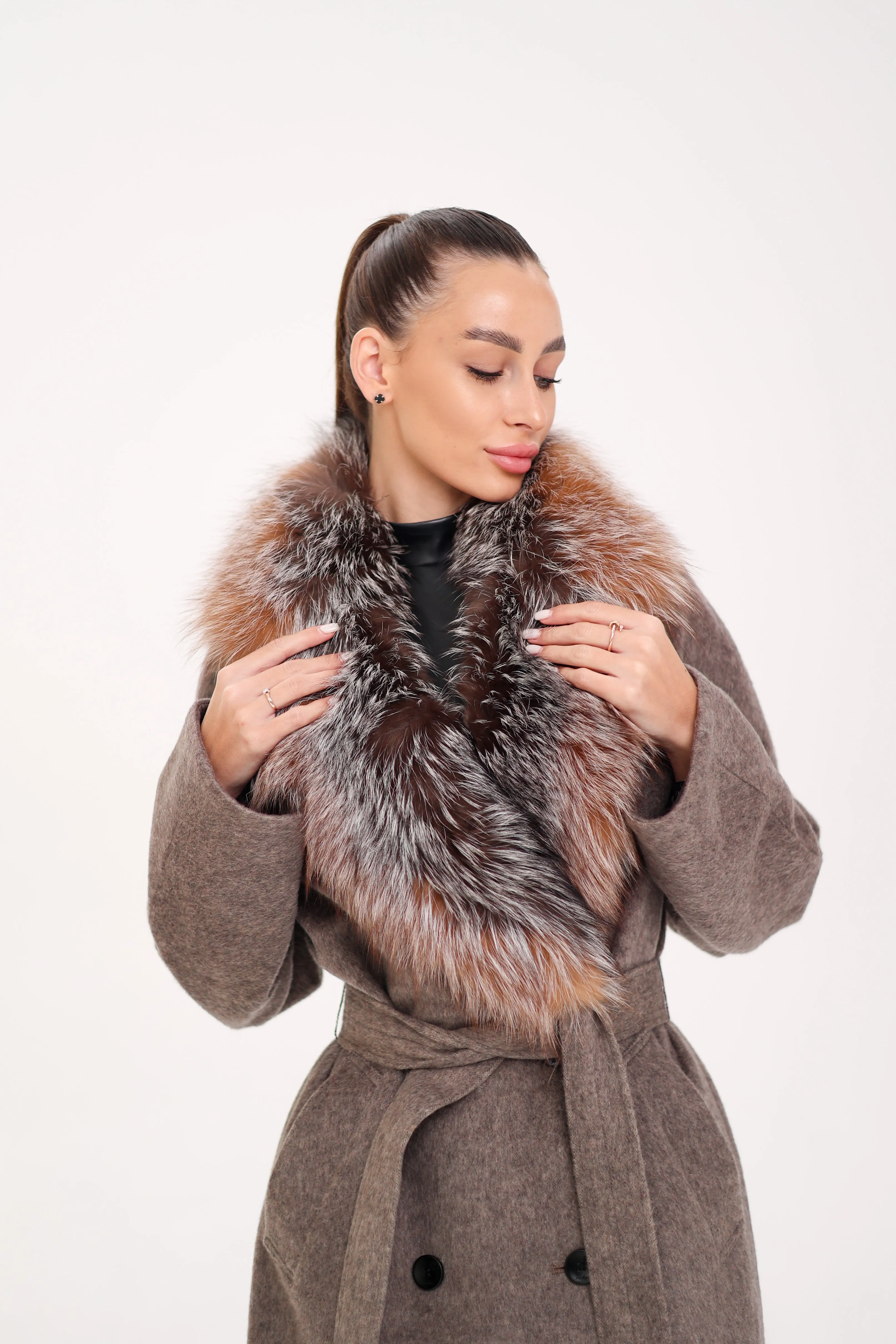 Genuine Silver Fox Pure Wool Coat
