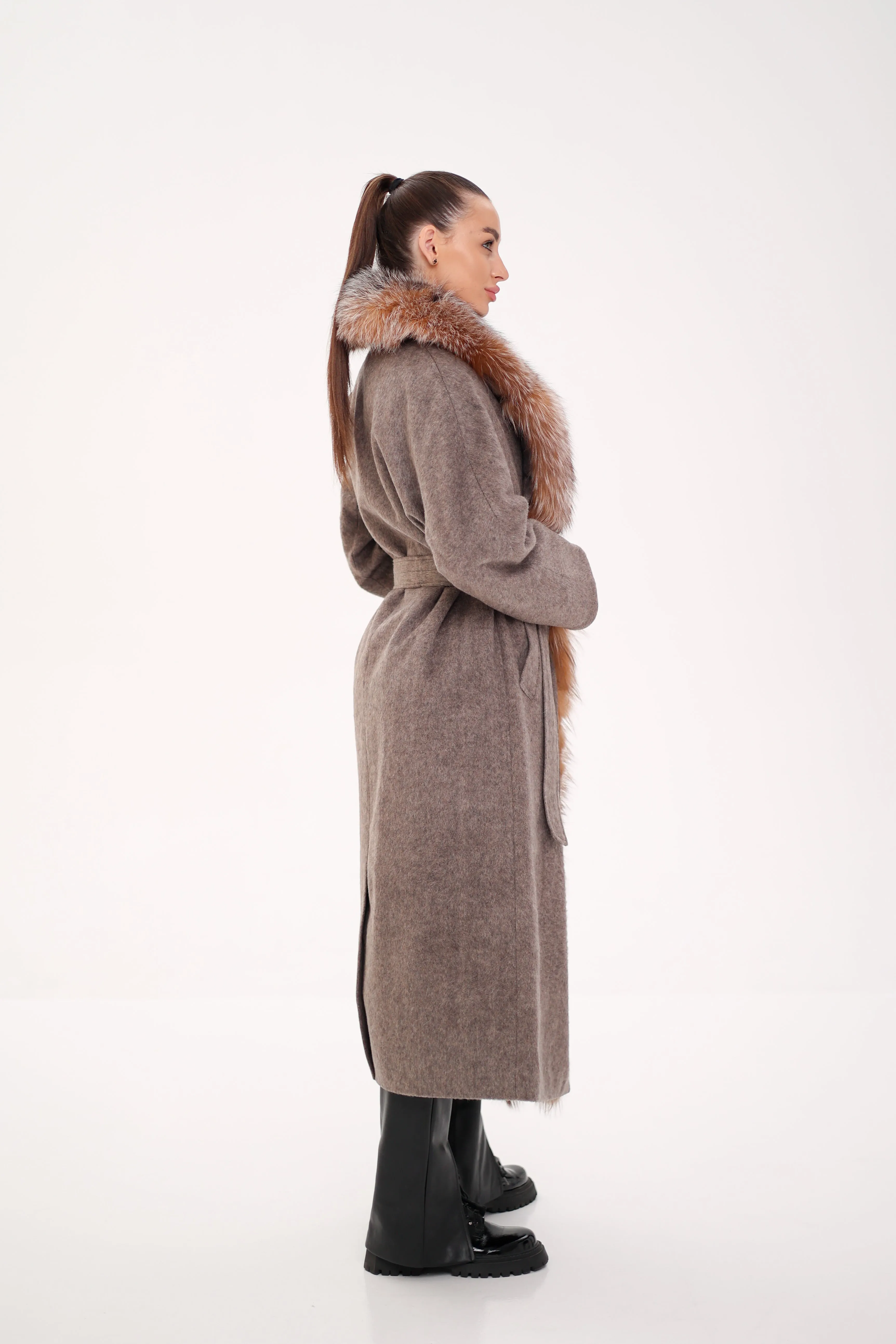 Genuine Silver Fox Pure Wool Coat