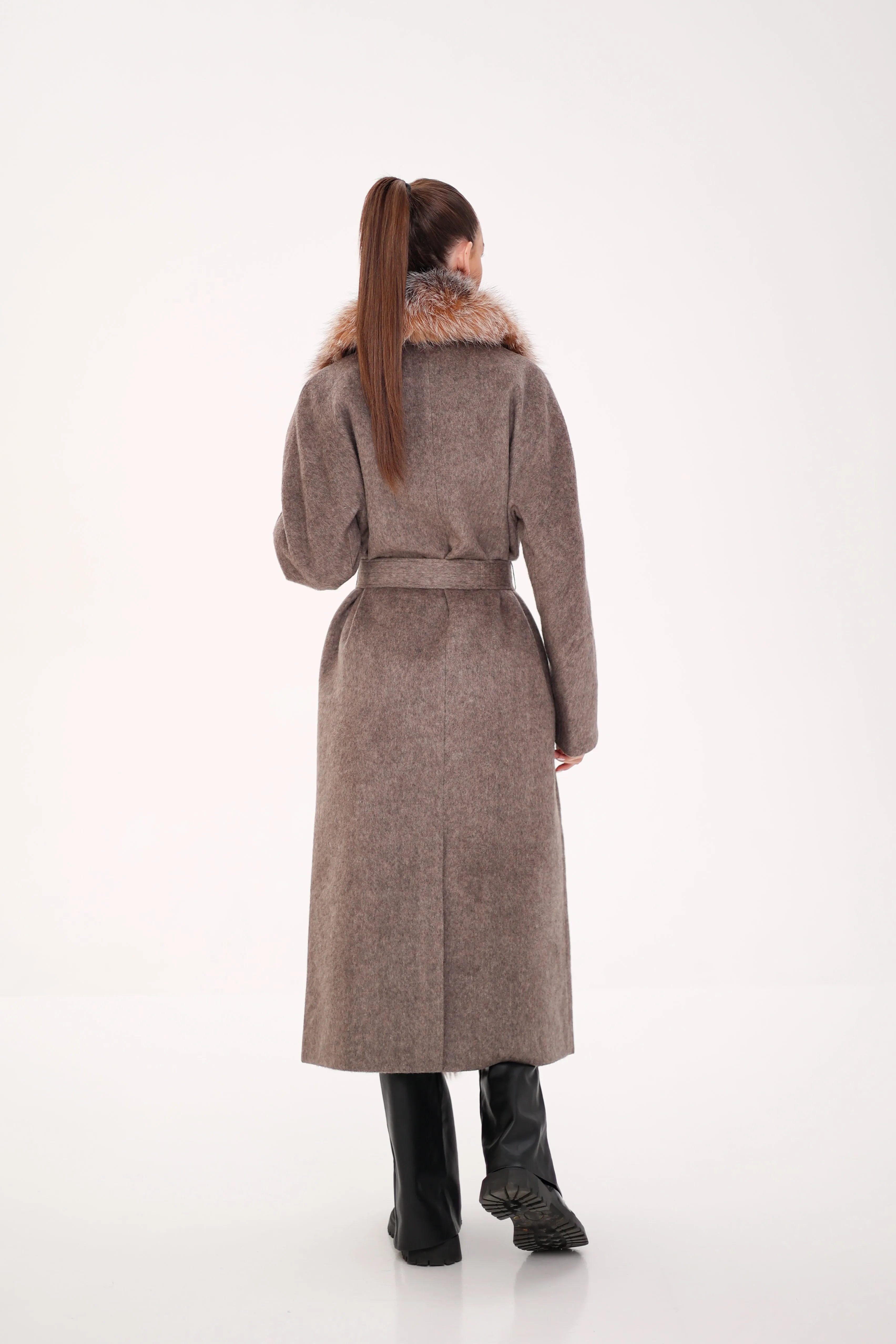 Genuine Silver Fox Pure Wool Coat
