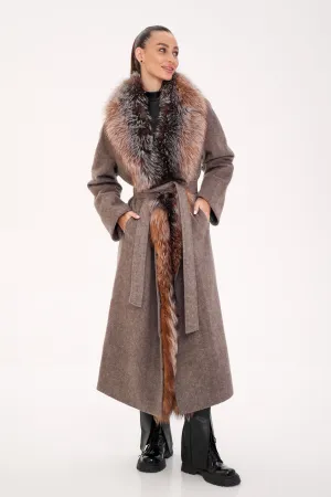 Genuine Silver Fox Pure Wool Coat