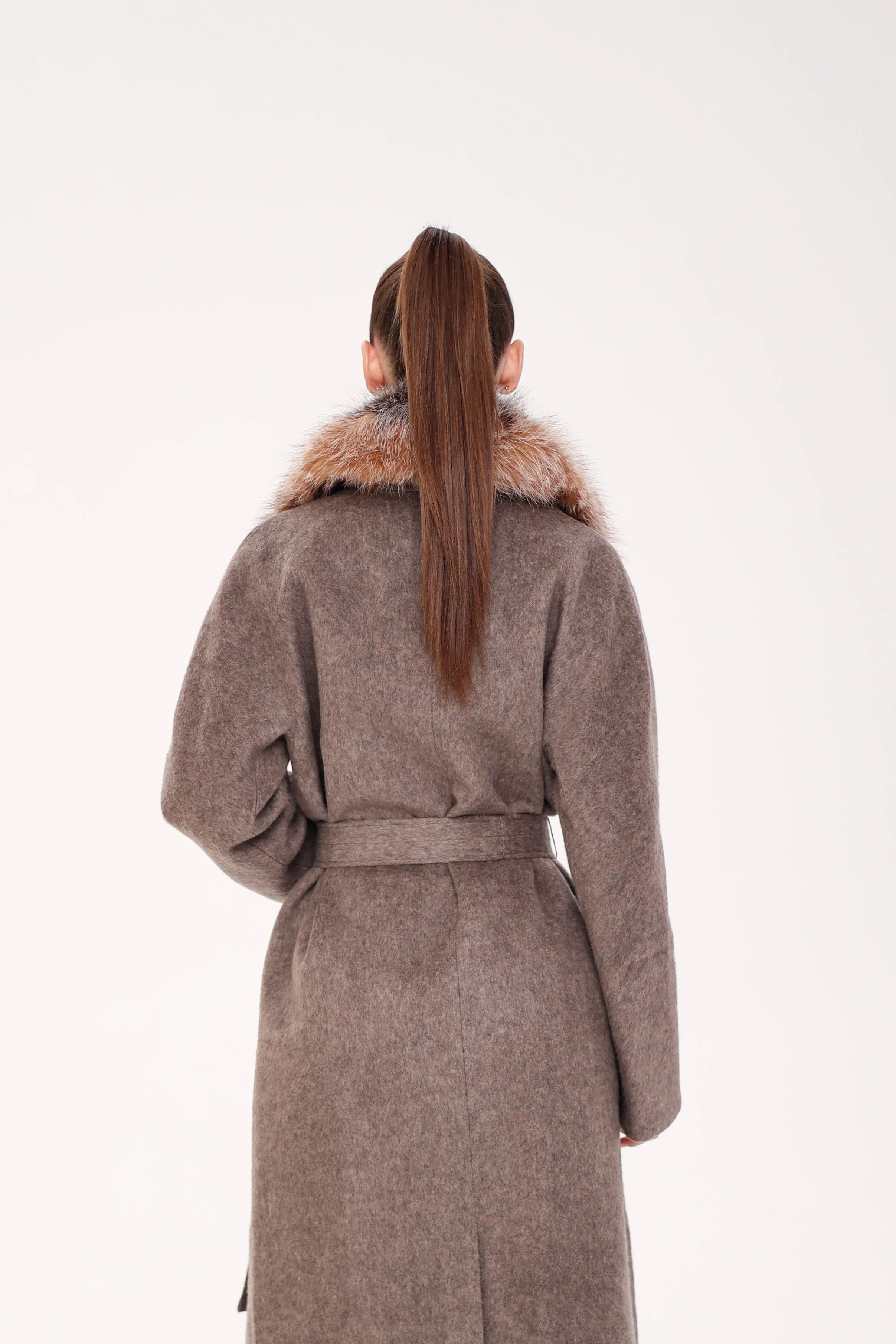 Genuine Silver Fox Pure Wool Coat