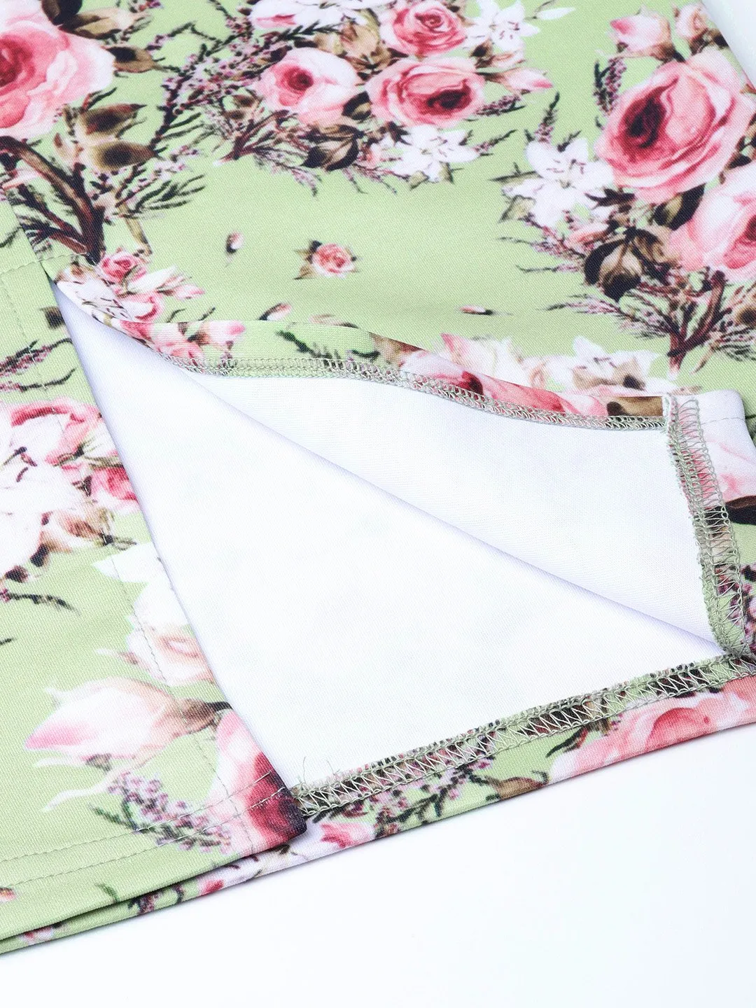 Green Floral Pencil Skirt