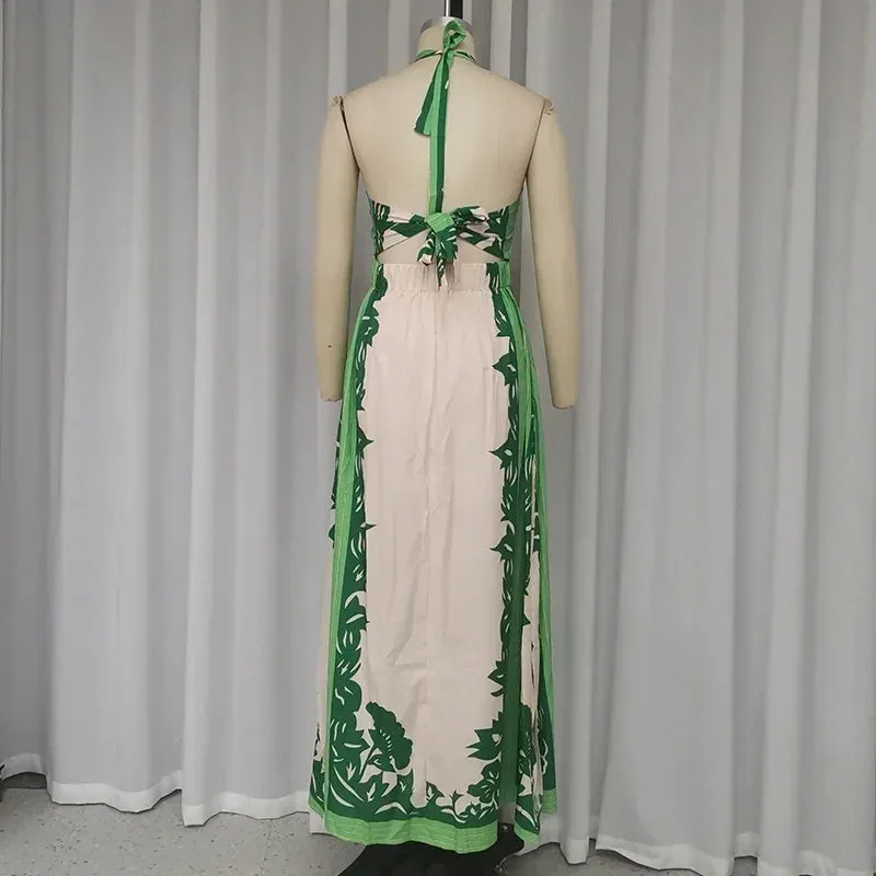 Green Halter Maxi Dress