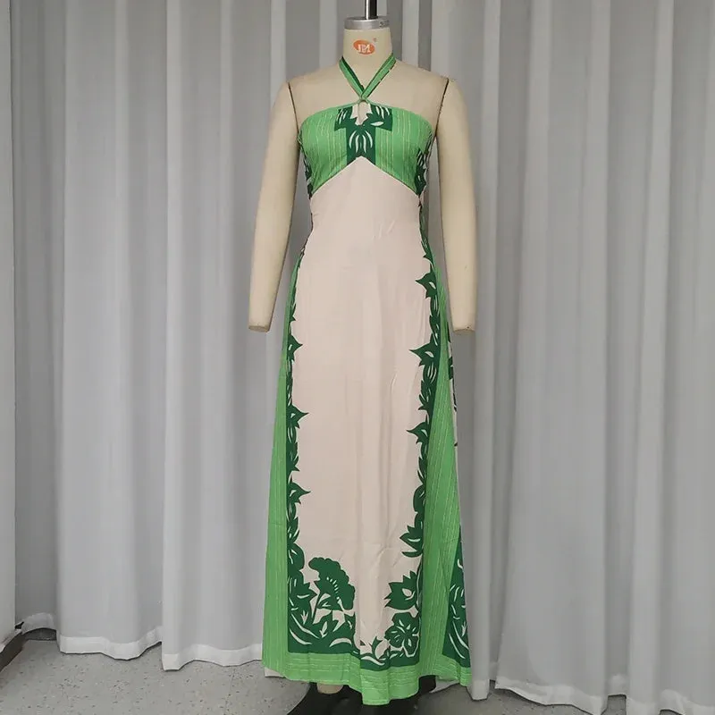 Green Halter Maxi Dress