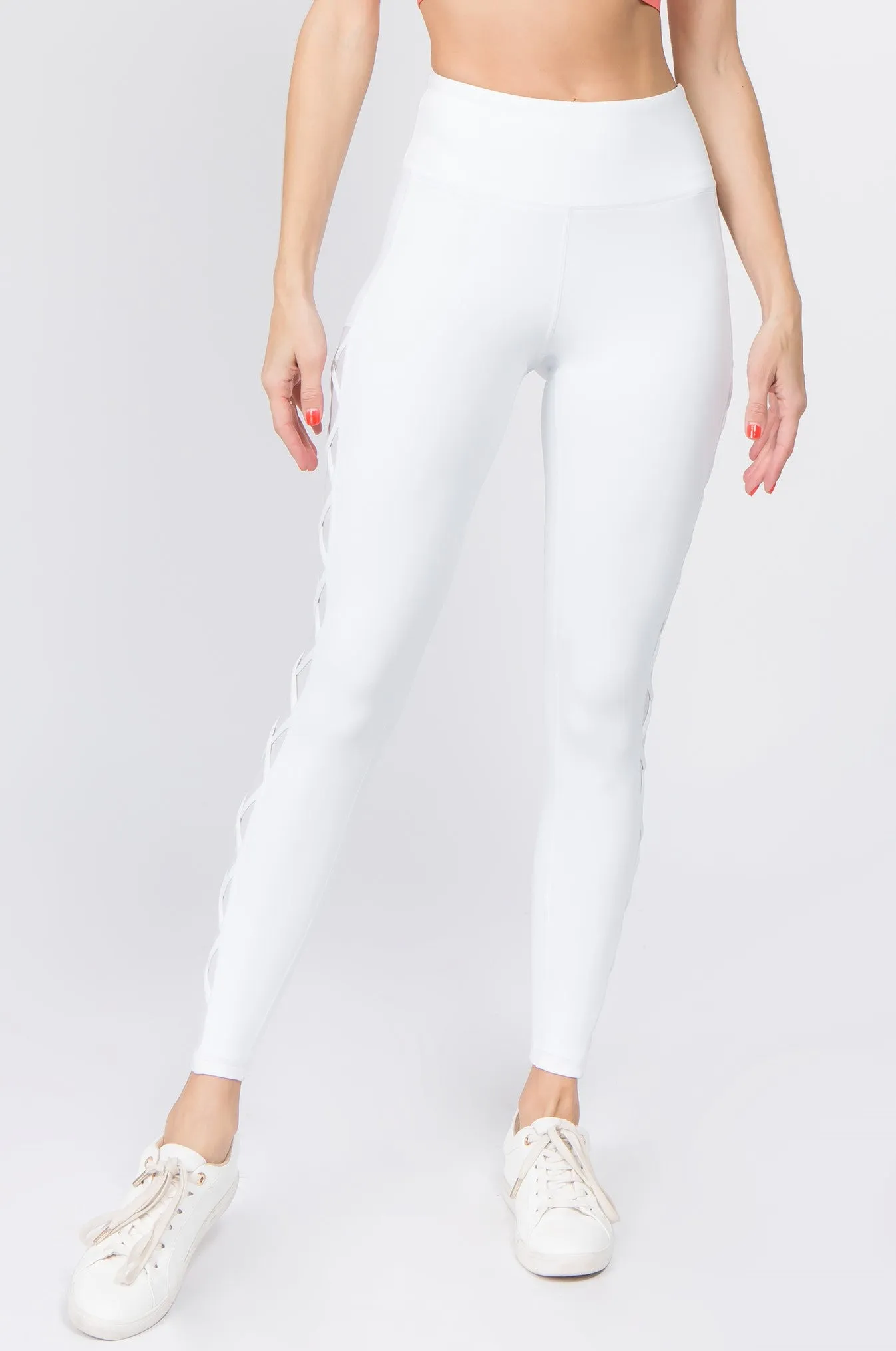 Lace Up Active Mesh Workout Pocket Leggings