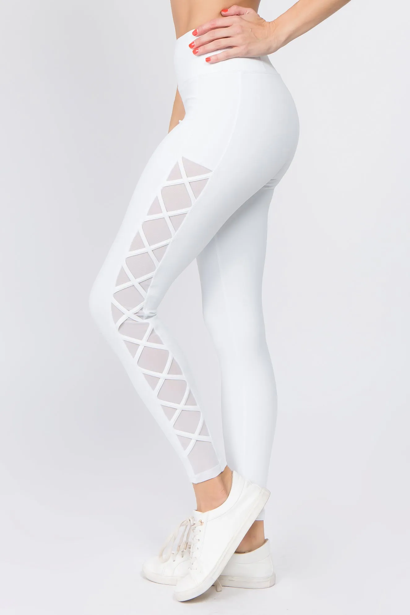 Lace Up Active Mesh Workout Pocket Leggings