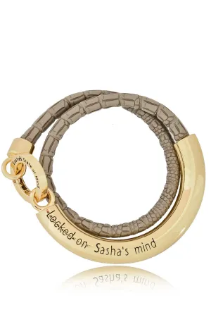 LOCKED Taupe Leather Bracelet