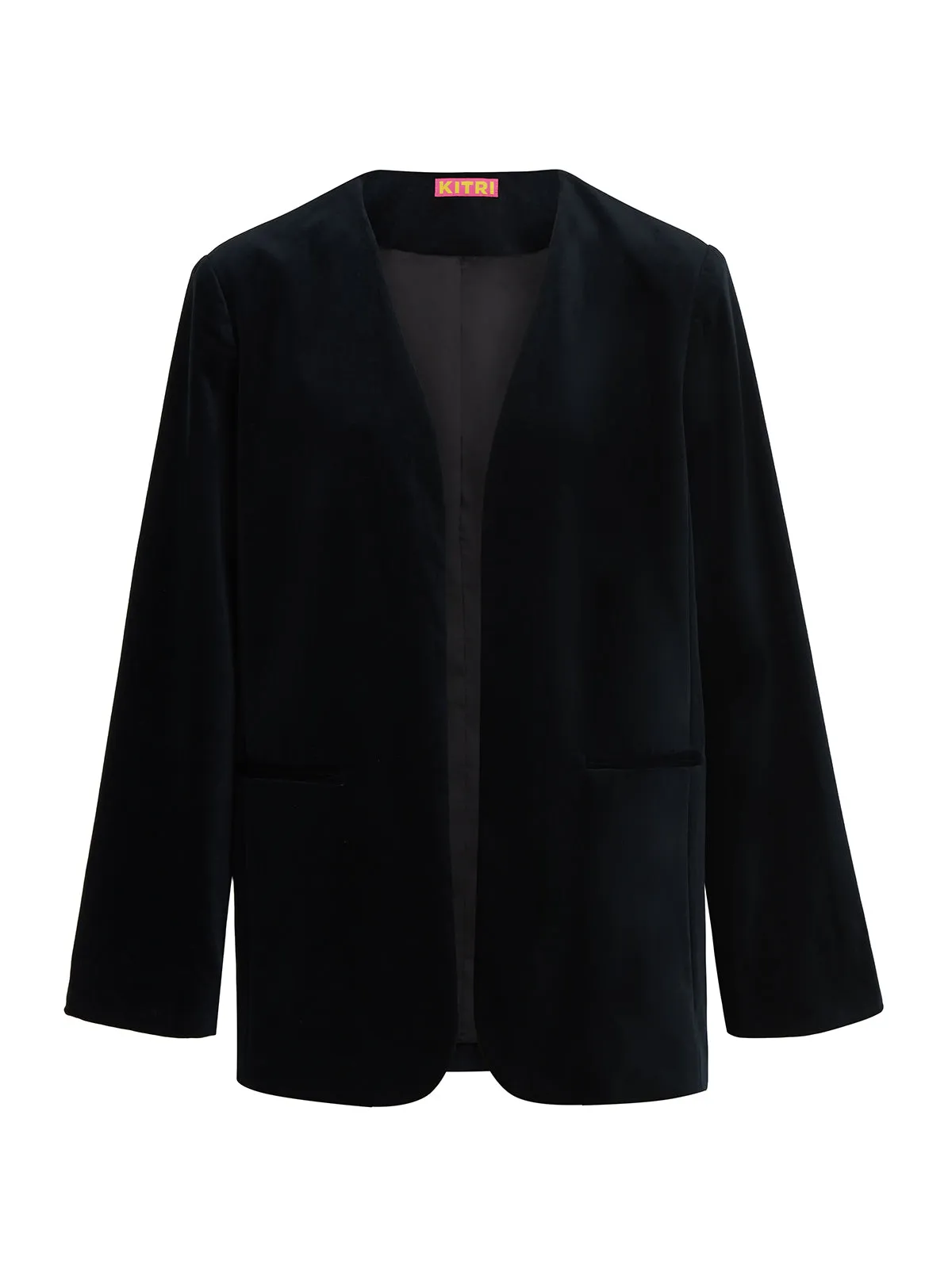 Marlene Black Velvet Feather Blazer