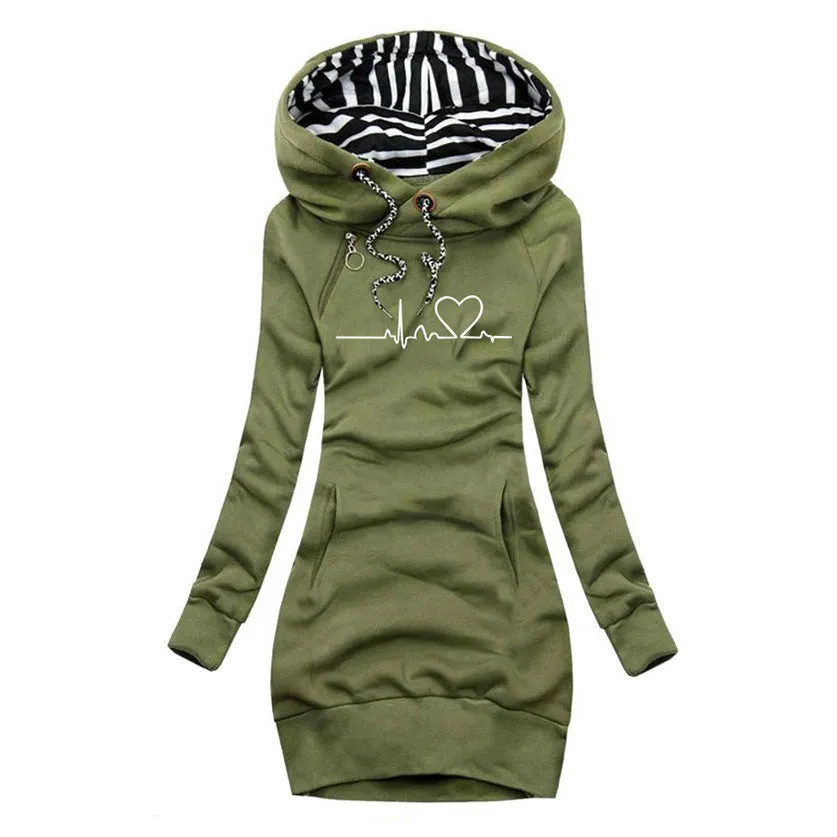 Mieke | Hoodie-jurk met hartslagprint